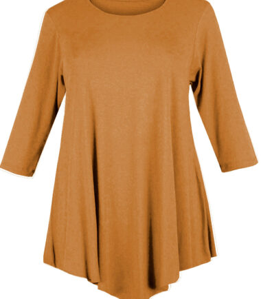 WOMENS V-CUT TUNIC TOP PLUS SIZE LOOSE DRESS SWING 12-26 LADIES BAGGY 3/4 SLEEVE