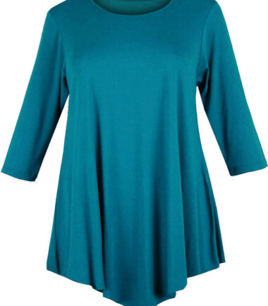 WOMENS V-CUT TUNIC TOP PLUS SIZE LOOSE DRESS SWING 12-26 LADIES BAGGY 3/4 SLEEVE