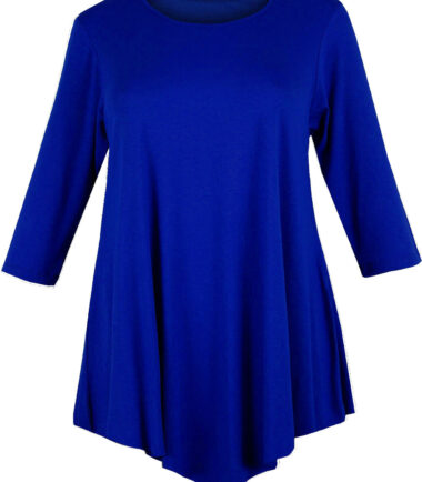 WOMENS V-CUT TUNIC TOP PLUS SIZE LOOSE DRESS SWING 12-26 LADIES BAGGY 3/4 SLEEVE