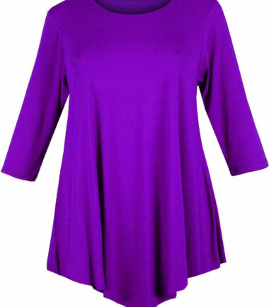 WOMENS V-CUT TUNIC TOP PLUS SIZE LOOSE DRESS SWING 12-26 LADIES BAGGY 3/4 SLEEVE