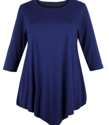 WOMENS V-CUT TUNIC TOP PLUS SIZE LOOSE DRESS SWING 12-26 LADIES BAGGY 3/4 SLEEVE