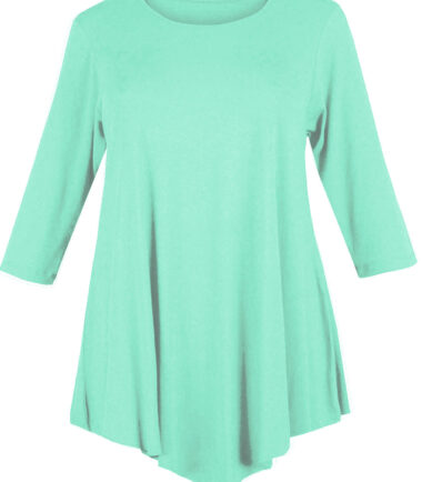 WOMENS V-CUT TUNIC TOP PLUS SIZE LOOSE DRESS SWING 12-26 LADIES BAGGY 3/4 SLEEVE