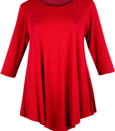 WOMENS V-CUT TUNIC TOP PLUS SIZE LOOSE DRESS SWING 12-26 LADIES BAGGY 3/4 SLEEVE