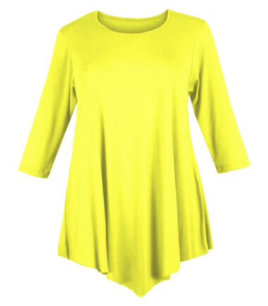 WOMENS V-CUT TUNIC TOP PLUS SIZE LOOSE DRESS SWING 12-26 LADIES BAGGY 3/4 SLEEVE