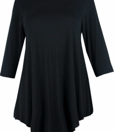 WOMENS V-CUT TUNIC TOP PLUS SIZE LOOSE DRESS SWING 12-26 LADIES BAGGY 3/4 SLEEVE