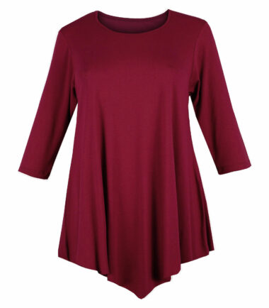 WOMENS V-CUT TUNIC TOP PLUS SIZE LOOSE DRESS SWING 12-26 LADIES BAGGY 3/4 SLEEVE