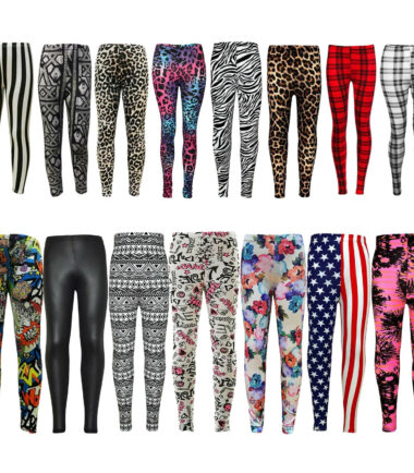 GIRLS LEGGINGS PRINTED VISCOSE KIDS CHILDRENS DANCE COSTUME FANCY DRESS PARTY