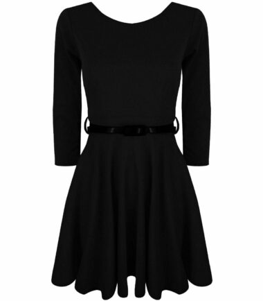 GIRLS-LONG-SLEEVE-SWING-SKATER-DRESS-BELTED-FLARED-KIDS-CHILDRENS-PARTY-UNIFROM GIRLS LONG SLEEVE SWING SKATER DRESS BELTED FLARED KIDS CHILDRENS PARTY UNIFROM