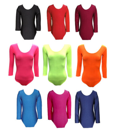 GIRLS LEOTARDS GYMNASTICS SCHOOL SWIMMING BALLET DANCE NYLON LYCRA LEOTARD PE