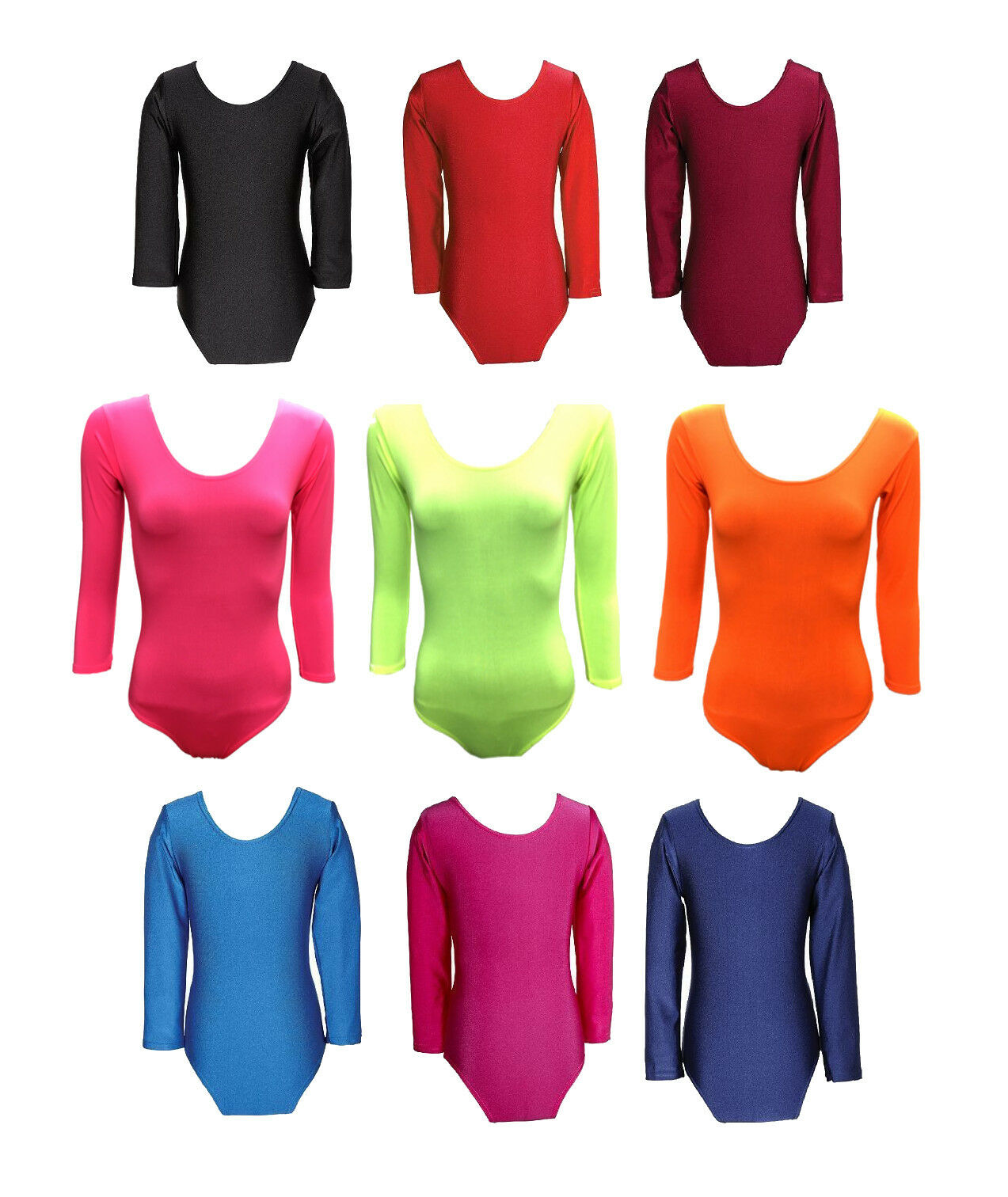 GIRLS-LEOTARDS-GYMNASTICS-SCHOOL-SWIMMING-BALLET-DANCE-NYLON-LYCRA-LEOTARD-PE GIRLS LEOTARDS GYMNASTICS SCHOOL SWIMMING BALLET DANCE NYLON LYCRA LEOTARD PE