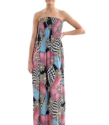 New-Womens-Tropical-Leaf-Floral-Print-Sheering-Boobtube-Bandeau-Long-Maxi-Dress New Womens Tropical Leaf Floral Print Sheering Boobtube Bandeau Long Maxi Dress
