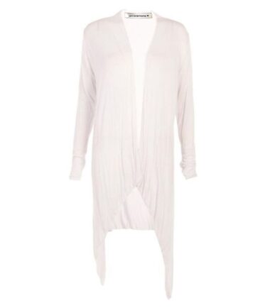 New Womens Plain Long Sleeve Open Front Stretchy Floaty Waterfall Cardigan Top