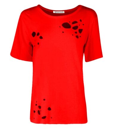 New-Womens-Distressed-Ripped-Holes-Plain-Cap-Sleeve-Loose-Fit-Basic-T-Shirt-Top New Womens Distressed Ripped Holes Plain Cap Sleeve Loose Fit Basic T-Shirt Top