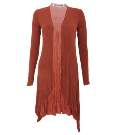 New Womens Plain Long Sleeve Open Front Stretchy Floaty Waterfall Cardigan Top