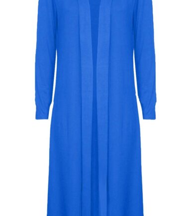 New Womens Plain Long Sleeve Open Front Boyfriend Maxi Cardigan Plus Size 16-26