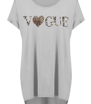 Womens Ladies Vogue Heart Leopard Printed Oversized T-Shirt Casual Baggy Tops