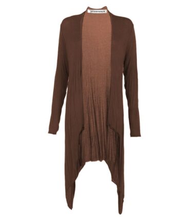 New Womens Plain Long Sleeve Open Front Stretchy Floaty Waterfall Cardigan Top