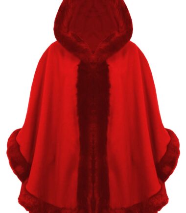 New Womens Ladies Faux Fur Trim Hooded Cape Poncho Wrap Shawl Designer Warm Coat