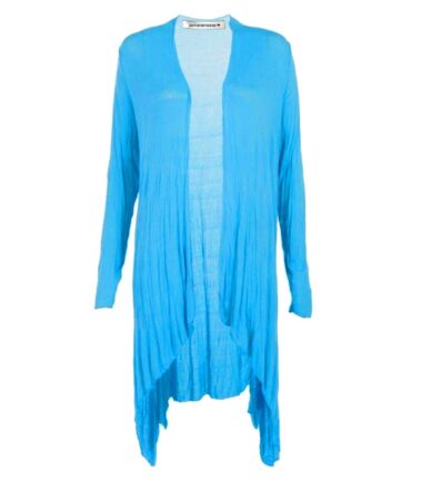 New Womens Plain Long Sleeve Open Front Stretchy Floaty Waterfall Cardigan Top