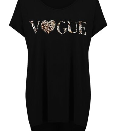 Womens Ladies Vogue Heart Leopard Printed Oversized T-Shirt Casual Baggy Tops