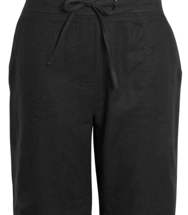 Womens Summer Holiday Linen Black White Stone Comfort Shorts Black White Stone