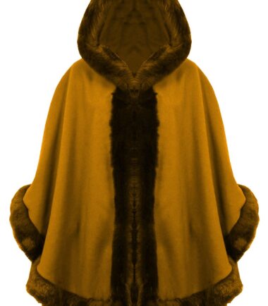 New Womens Ladies Faux Fur Trim Hooded Cape Poncho Wrap Shawl Designer Warm Coat