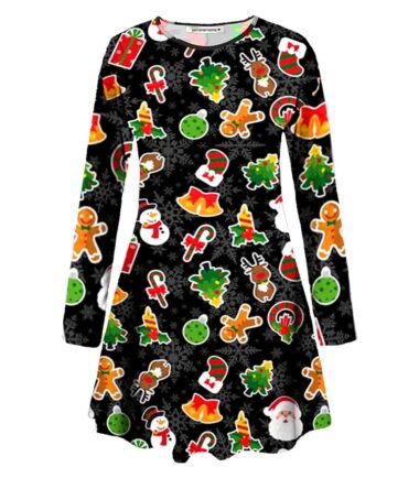 Plus-Size-Womens-Girls-Christmas-Tree-Xmas-Santa-Snowman-Gift-Party-Swing-Dress Plus Size Womens Girls Christmas Tree Xmas Santa Snowman Gift Party Swing Dress