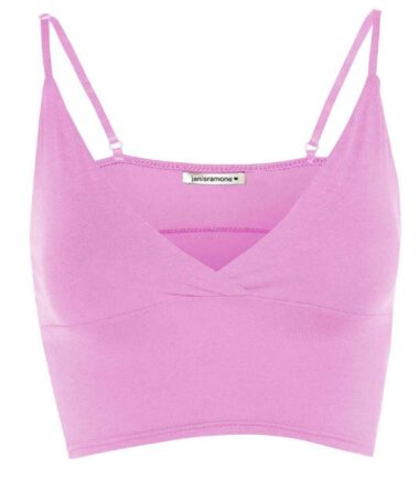 New Womens Plain Wrap Over Bra Strap Bralet Tops Cami V Neck Shoestring Crop Top