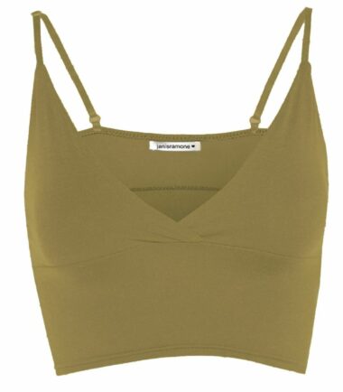 New Womens Plain Wrap Over Bra Strap Bralet Tops Cami V Neck Shoestring Crop Top