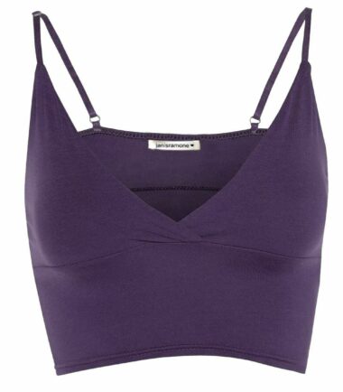 New Womens Plain Wrap Over Bra Strap Bralet Tops Cami V Neck Shoestring Crop Top