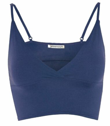 New Womens Plain Wrap Over Bra Strap Bralet Tops Cami V Neck Shoestring Crop Top