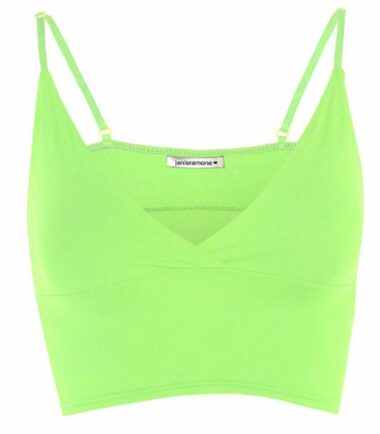 New Womens Plain Wrap Over Bra Strap Bralet Tops Cami V Neck Shoestring Crop Top