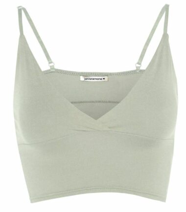New Womens Plain Wrap Over Bra Strap Bralet Tops Cami V Neck Shoestring Crop Top