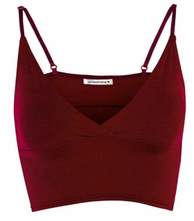 New Womens Plain Wrap Over Bra Strap Bralet Tops Cami V Neck Shoestring Crop Top
