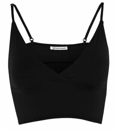 New Womens Plain Wrap Over Bra Strap Bralet Tops Cami V Neck Shoestring Crop Top