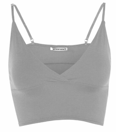 New Womens Plain Wrap Over Bra Strap Bralet Tops Cami V Neck Shoestring Crop Top