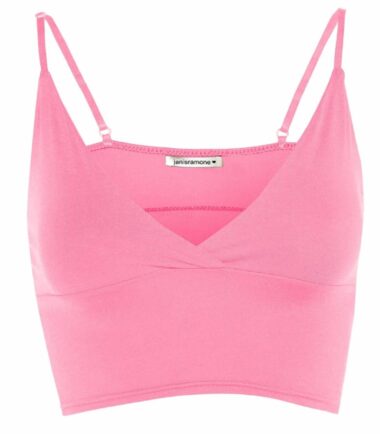 New Womens Plain Wrap Over Bra Strap Bralet Tops Cami V Neck Shoestring Crop Top