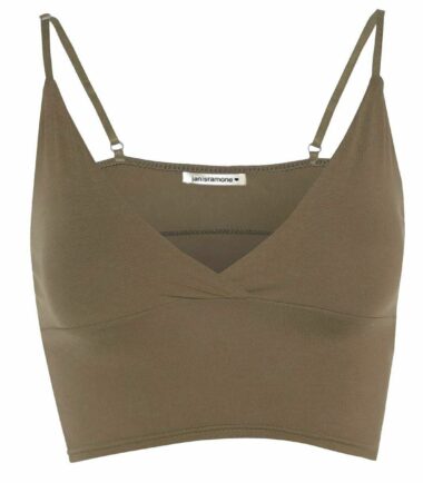 New Womens Plain Wrap Over Bra Strap Bralet Tops Cami V Neck Shoestring Crop Top