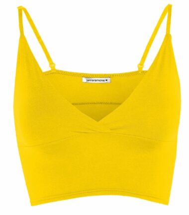 New Womens Plain Wrap Over Bra Strap Bralet Tops Cami V Neck Shoestring Crop Top