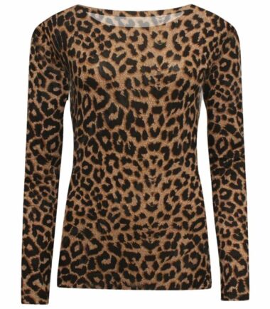 New Womens Printed Long Sleeve Round Neck Casual Stretchy Tee Basic T-Shirt Top