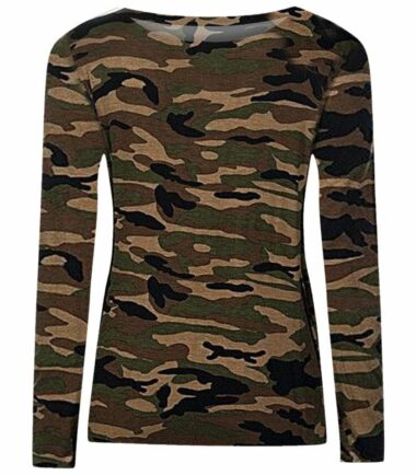 New-Womens-Printed-Long-Sleeve-Round-Neck-Casual-Stretchy-Tee-Basic-T-Shirt-Top New Womens Printed Long Sleeve Round Neck Casual Stretchy Tee Basic T-Shirt Top