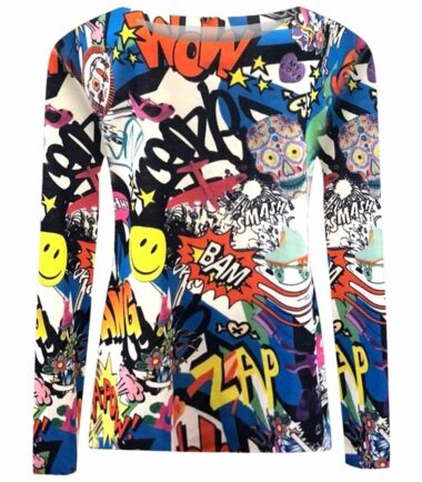 New-Womens-Printed-Long-Sleeve-Round-Neck-Casual-Stretchy-Tee-Basic-T-Shirt-Top New Womens Printed Long Sleeve Round Neck Casual Stretchy Tee Basic T-Shirt Top