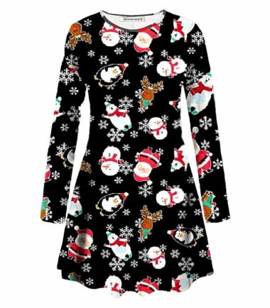 Plus-Size-Womens-Girls-Christmas-Tree-Xmas-Santa-Snowman-Gift-Party-Swing-Dress Plus Size Womens Girls Christmas Tree Xmas Santa Snowman Gift Party Swing Dress
