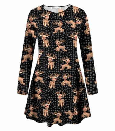 Plus-Size-Womens-Girls-Christmas-Tree-Xmas-Santa-Snowman-Gift-Party-Swing-Dress Plus Size Womens Girls Christmas Tree Xmas Santa Snowman Gift Party Swing Dress