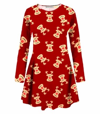 Plus-Size-Womens-Girls-Christmas-Tree-Xmas-Santa-Snowman-Gift-Party-Swing-Dress Plus Size Womens Girls Christmas Tree Xmas Santa Snowman Gift Party Swing Dress