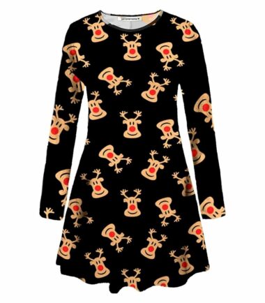 Plus-Size-Womens-Girls-Christmas-Tree-Xmas-Santa-Snowman-Gift-Party-Swing-Dress Plus Size Womens Girls Christmas Tree Xmas Santa Snowman Gift Party Swing Dress