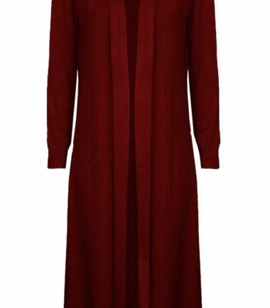 New Womens Plain Long Sleeve Open Front Boyfriend Maxi Cardigan Plus Size 16-26