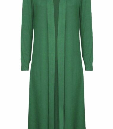 New Womens Plain Long Sleeve Open Front Boyfriend Maxi Cardigan Plus Size 16-26