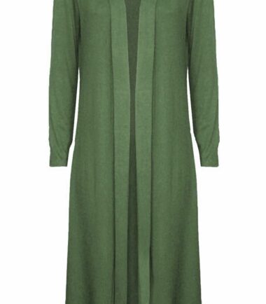 New Womens Plain Long Sleeve Open Front Boyfriend Maxi Cardigan Plus Size 16-26