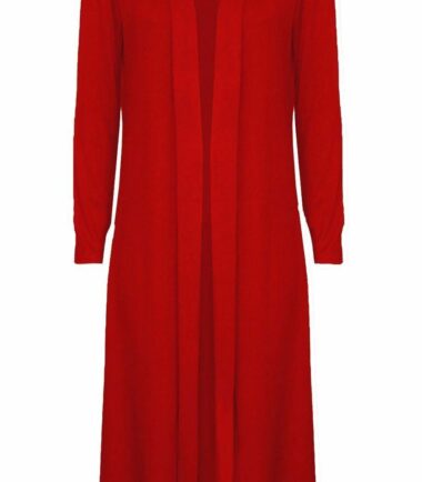 New Womens Plain Long Sleeve Open Front Boyfriend Maxi Cardigan Plus Size 16-26